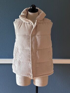 Bagatelle Cream Corduroy Puffer Vest in XS